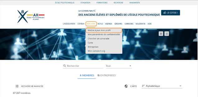 Interface page annuaire