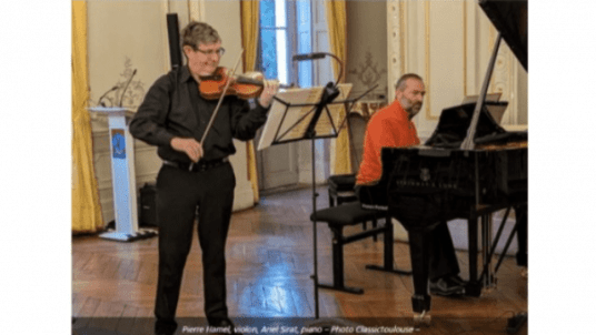 de la part d'Ariel Sirat : concert violon-piano à Tarabel, Ariel avec Pierre Hamel, ce samedi 11 octobre 19h30