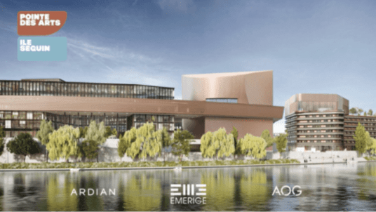 Visite du chantier de la Pointe des Arts sur l'Ile Seguin